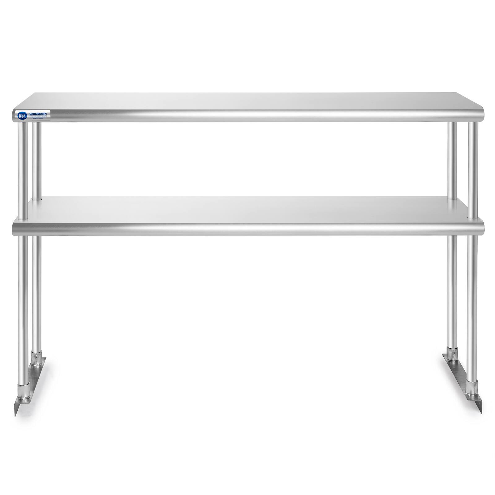 Alt View 2. GRIDMANN - 48 x 30-in NSF Stainless Steel Prep Table w Double Shelf - Silver.