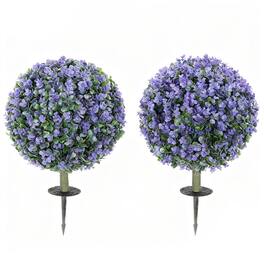 Homcom - Pack 1.3ft Artificial Ball Eucalyptus Topiary with Ground Stake - Purple