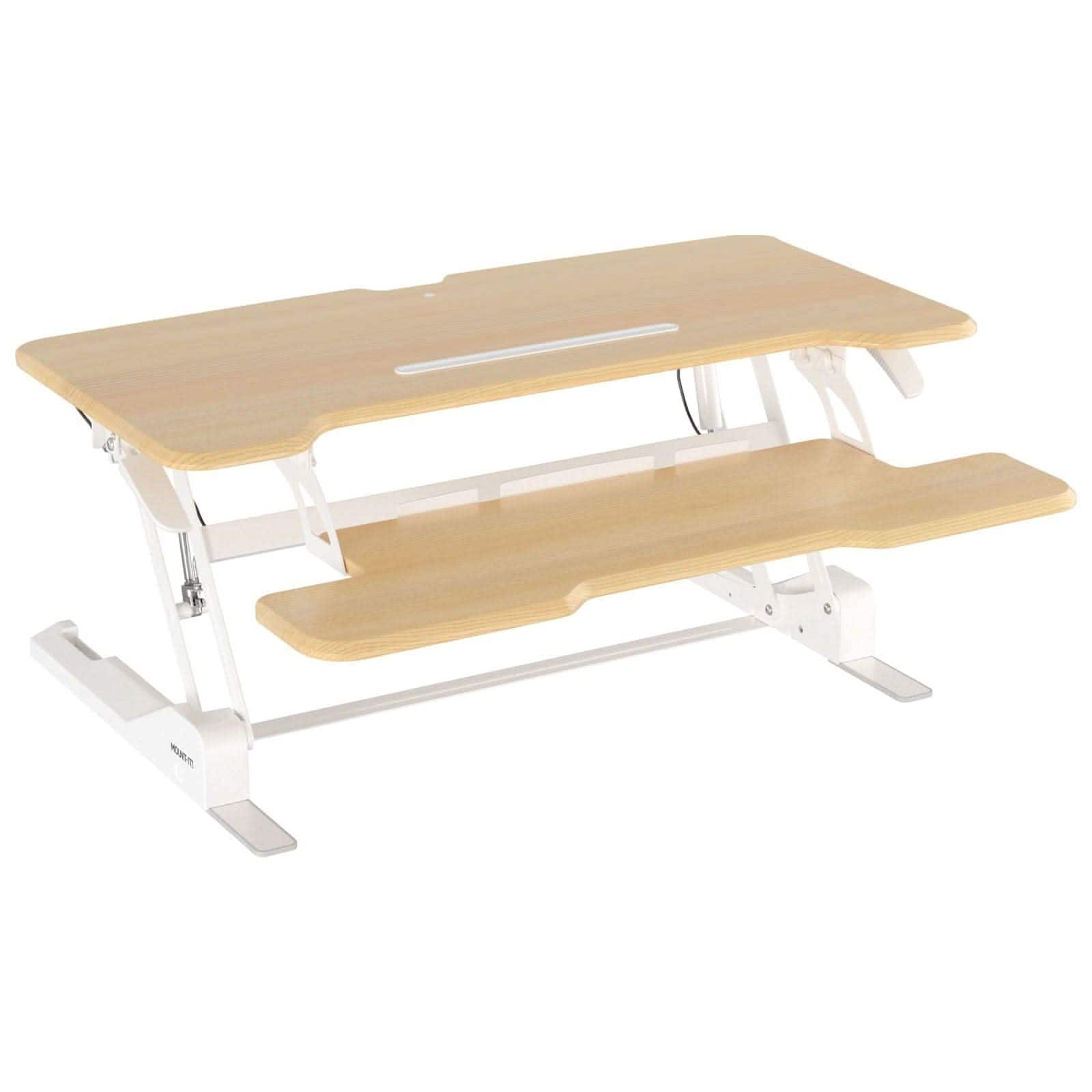 Mount-It! - Height-Adjustable Standing Desk Converter with 38" Work Surface for Sit-Stand Productivity - Brown