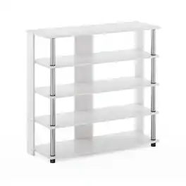 Furinno - Turn-N-Tube 5 Tier Wide Shoe Rack - White Oak/Stainless Steel