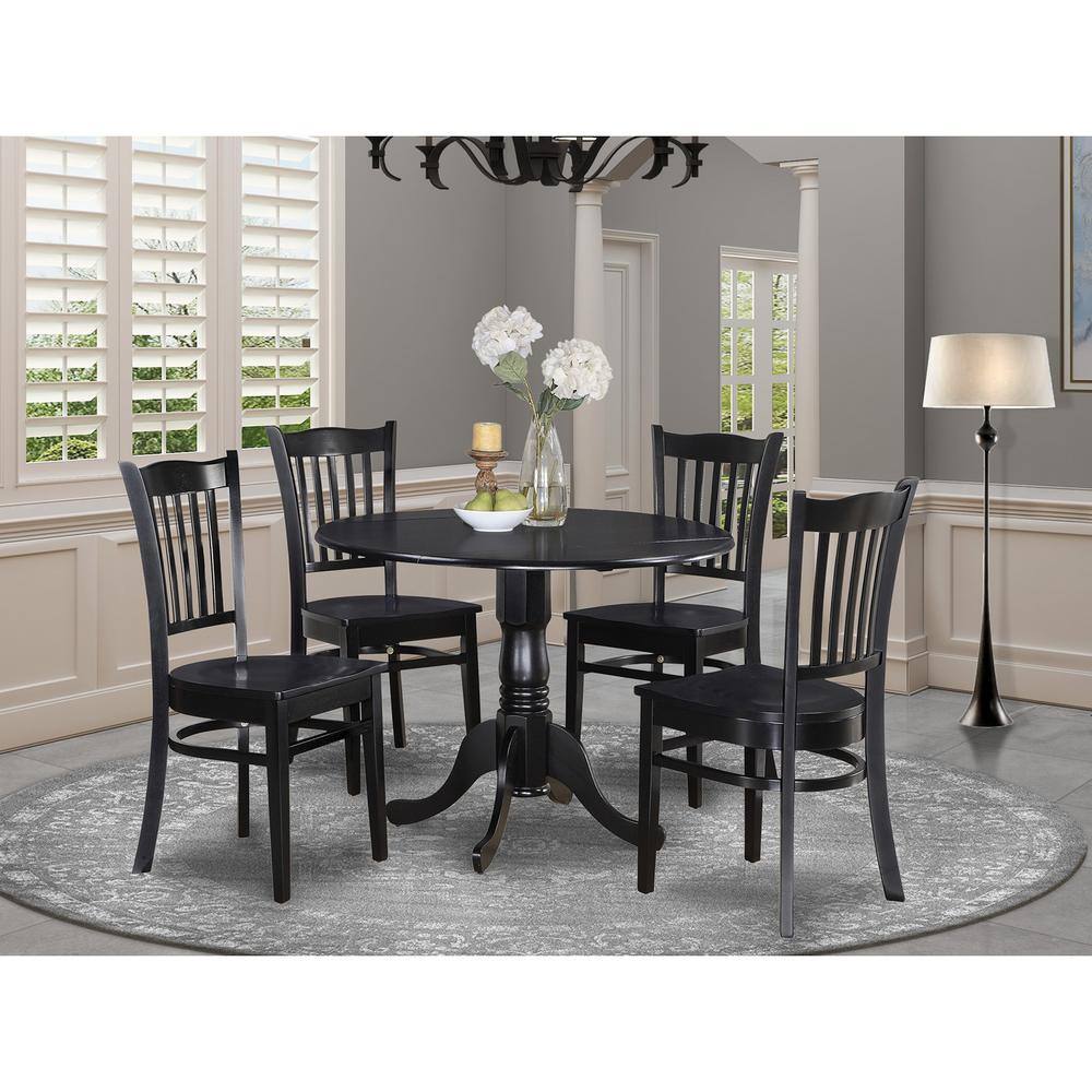 Back. East West Furniture - 5 Pc Kitchen Table set-Table and 4 Kitchen Chairs - Black.