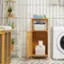 Alt View 11. Costway - Bamboo Bathroom Storage Floor Cabinet w/Door and Shelf Corner Cabinet - Burlywood.