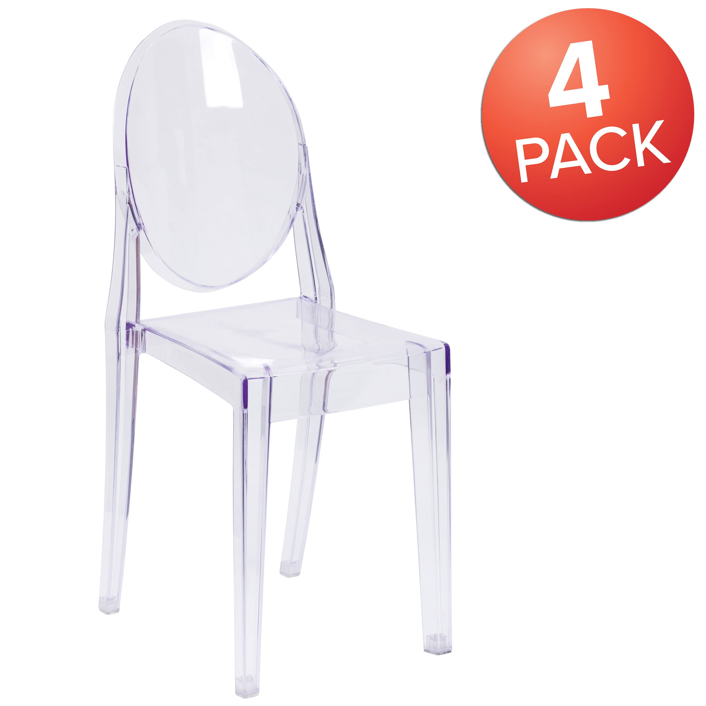 Alt View 1. Emma + Oliver - 4 Pack Ghost Side Chair - Clear.
