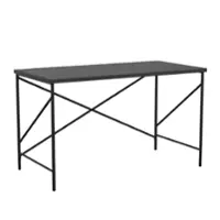 Martha Stewart - Maddox Black Wood Grain Parsons Desk - Black Top/Oil Rubbed Bronze Frame - Front_Zoom