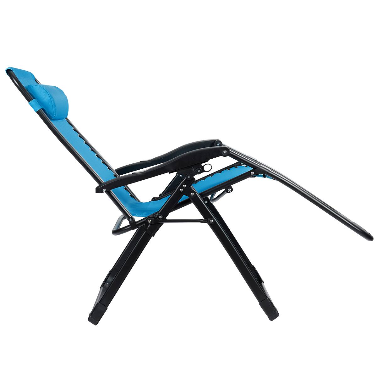 Alt View 7. Gymax - Gymax Folding Zero Gravity Lounge Chair Recliner w/ Cup Holder Tray Pillow Blue - Blue.