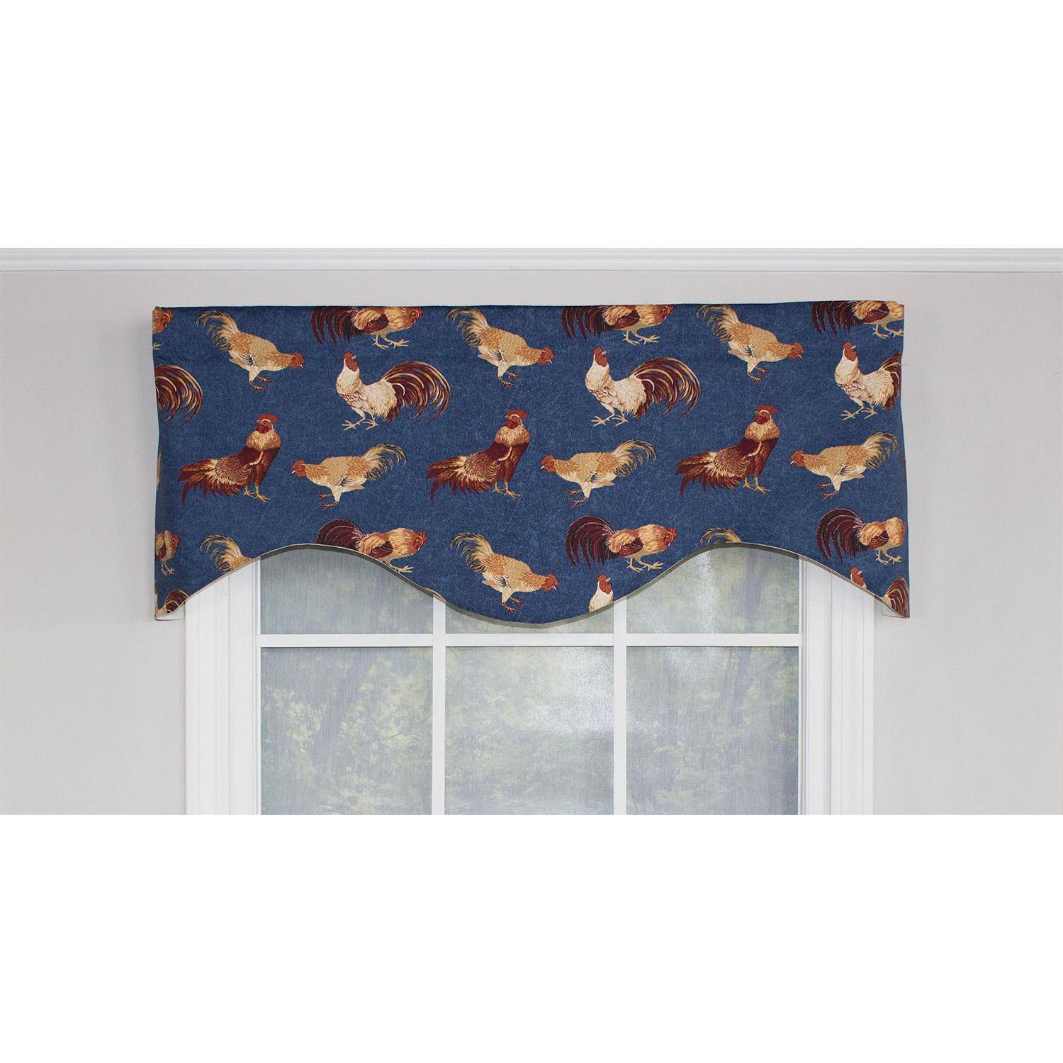 Angle. RLF Home - RLF Home Rise N Shine Cornice 100% Cotton with Fully Lined 3" Rod Pocket Valnance for Windows 50" x 17" Denim - Denim.