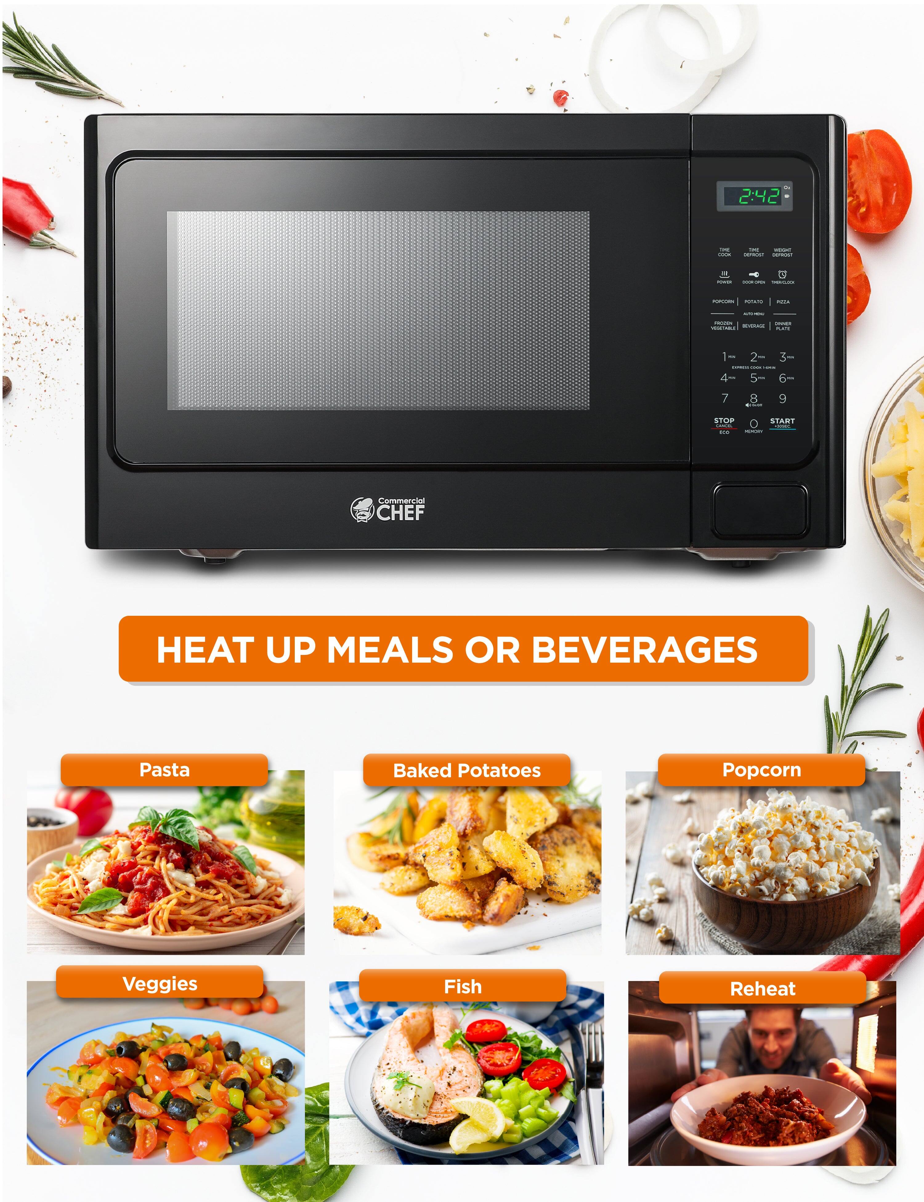 2:42 - -dee : : |   : : - : - I - : - | : -  I Ad. 1 - 2 - 3 : - I 4 - 6 7 : 9 STOP START - - : Commercial CHEF HEAT UP MEALS OR BEVERAGES

Pasta
Baked Potatoes
Popcorn
Veggies
Fish
Reheat