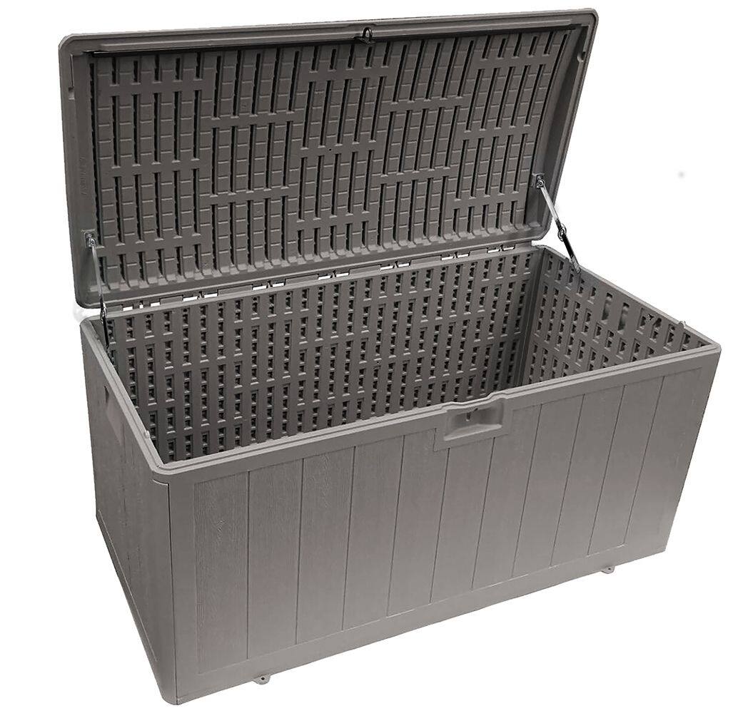 Alt View 5. Plastic Development Group - Plastic Development Group 105-Gallon Resin Outdoor Storage Patio Deck Box, Gray - Driftwood.