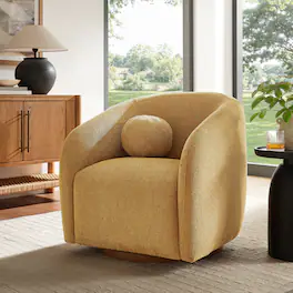 Holland Swivel Armchair by Modway - Mustard