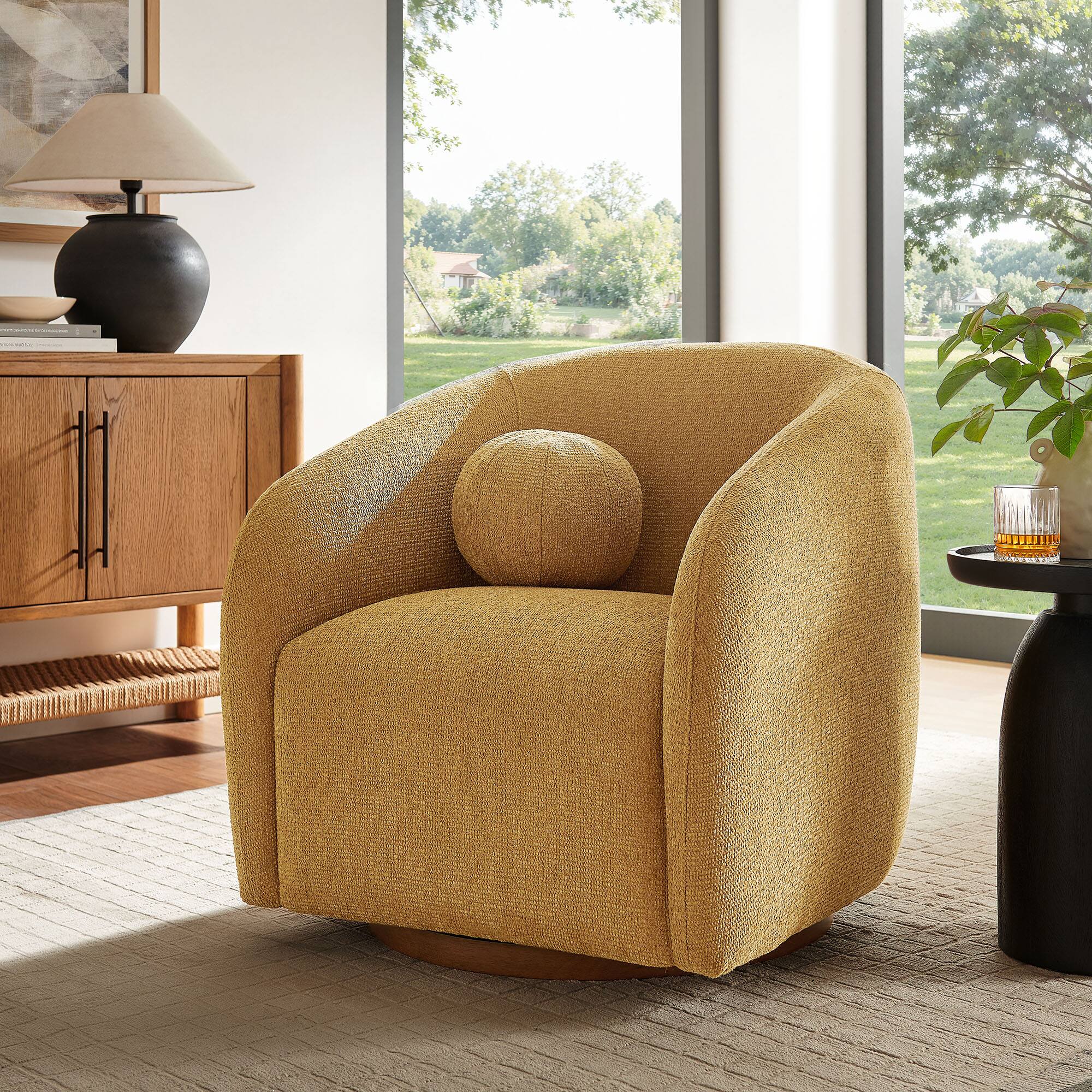 Front. Modway - Holland Swivel Armchair by Modway - Mustard.