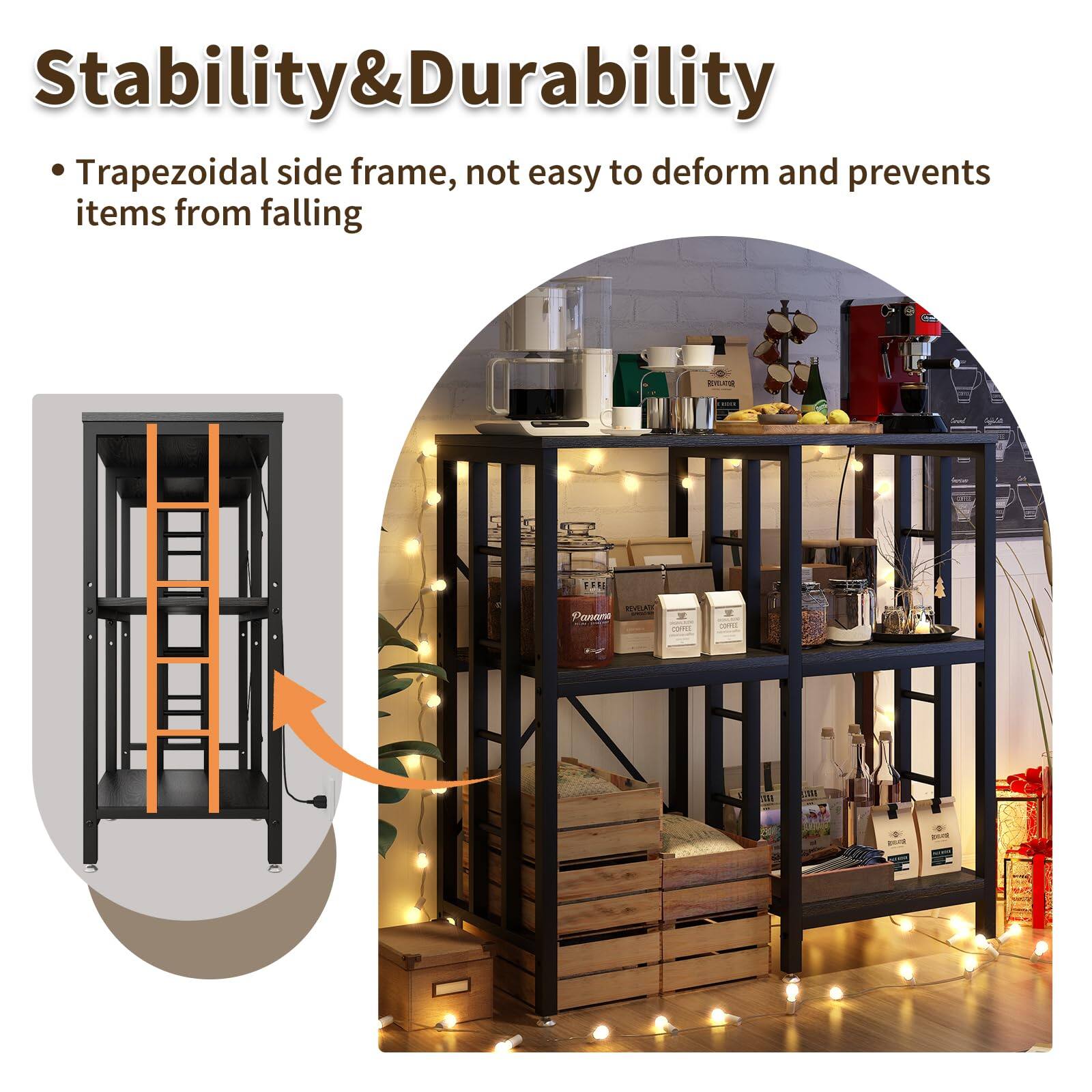 Stability & Durability

- Trapezoidal side frame, not easy to deform and prevents items from falling