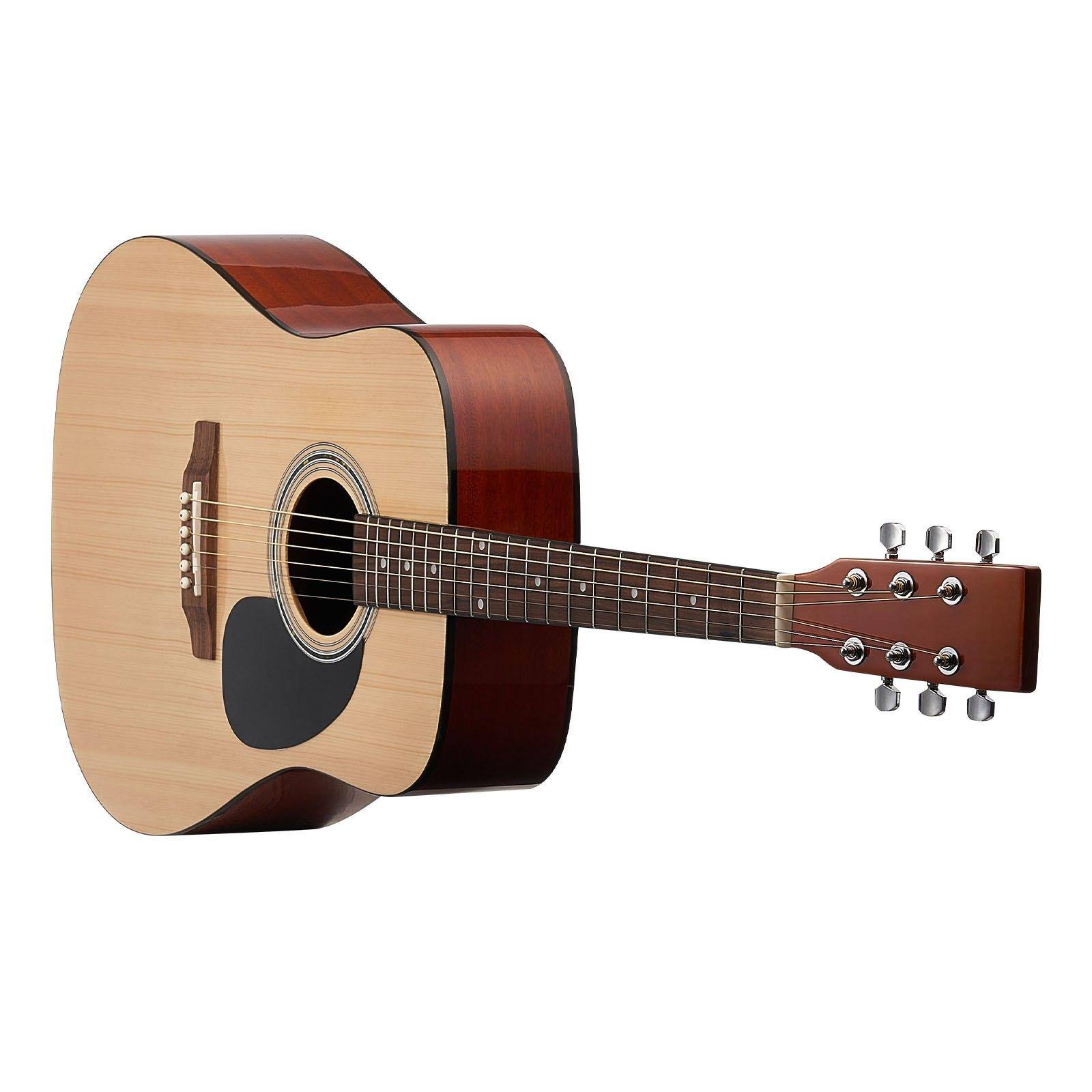 Alt View 10. Glintex - 41" Dreadnought Acoustic Guitar, Solid Spruce Top, 6-String, Beginner Set with Gig Bag, Tuner, Capo, Strap, Picks - Natural.