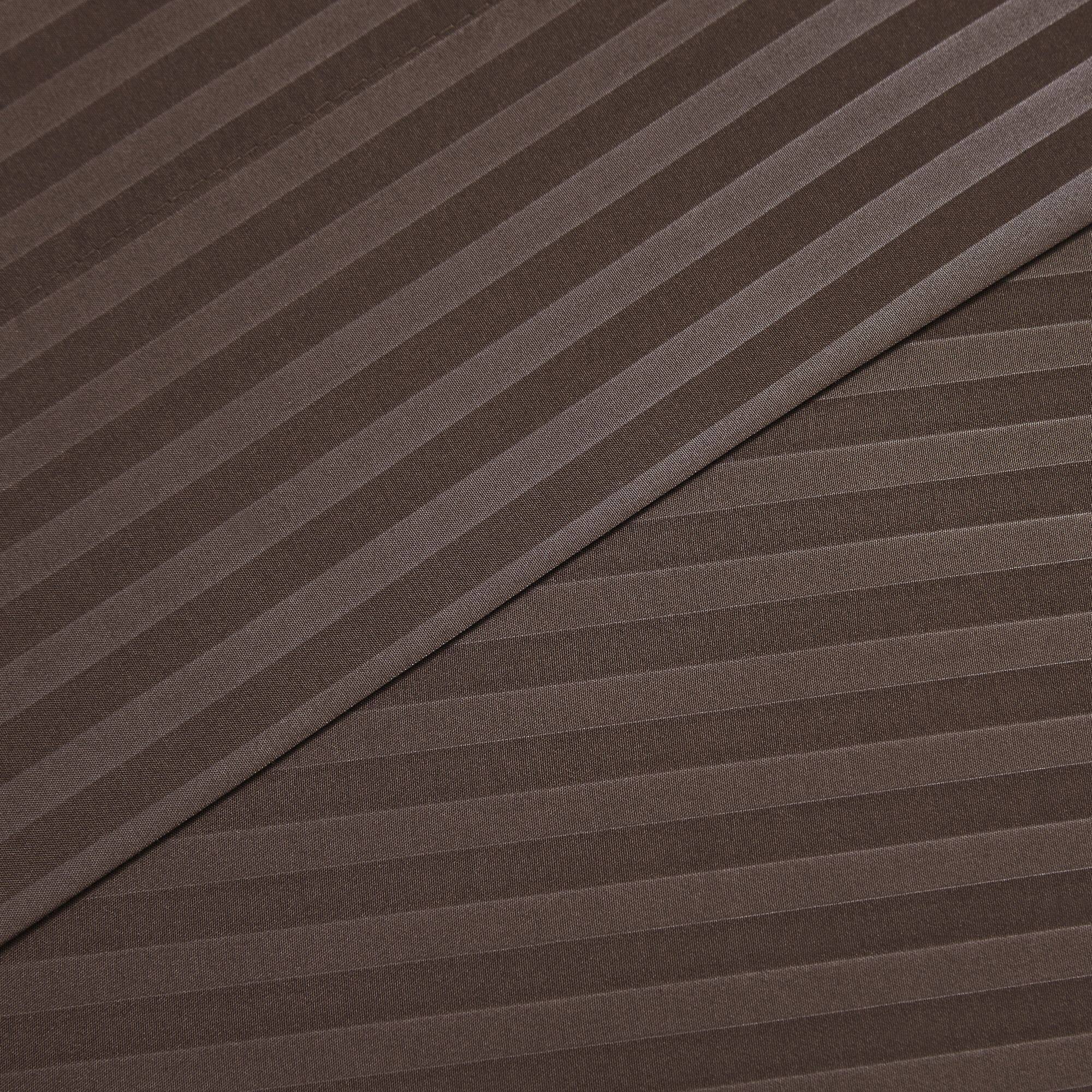 Left. Sweet Home Collection - 6 Piece Embossed Dobby Stripe Sheet Set, Double Brushed Microfiber, Full - Coffee.