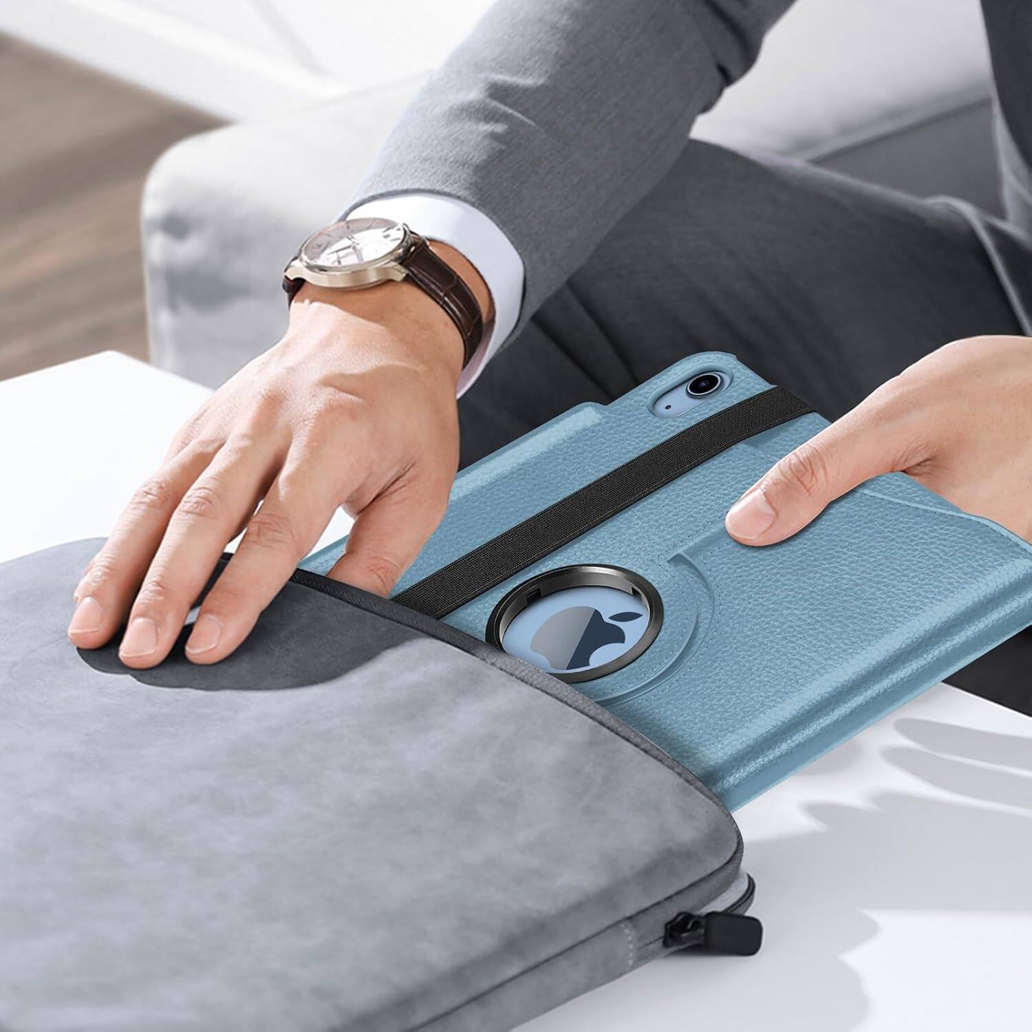 Alt View 4. Fintie - Rotating Case for iPad (A16) 11-inch 2025 and iPad 10th Gen 10.9 inch 2022, 360° Swivel Stand Magnetic Shockproof Cover - Ocean Blue.