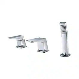 Alfi - Polished Chrome Deck Mounted 3 Hole Tub Filler & Shower Head - Silver