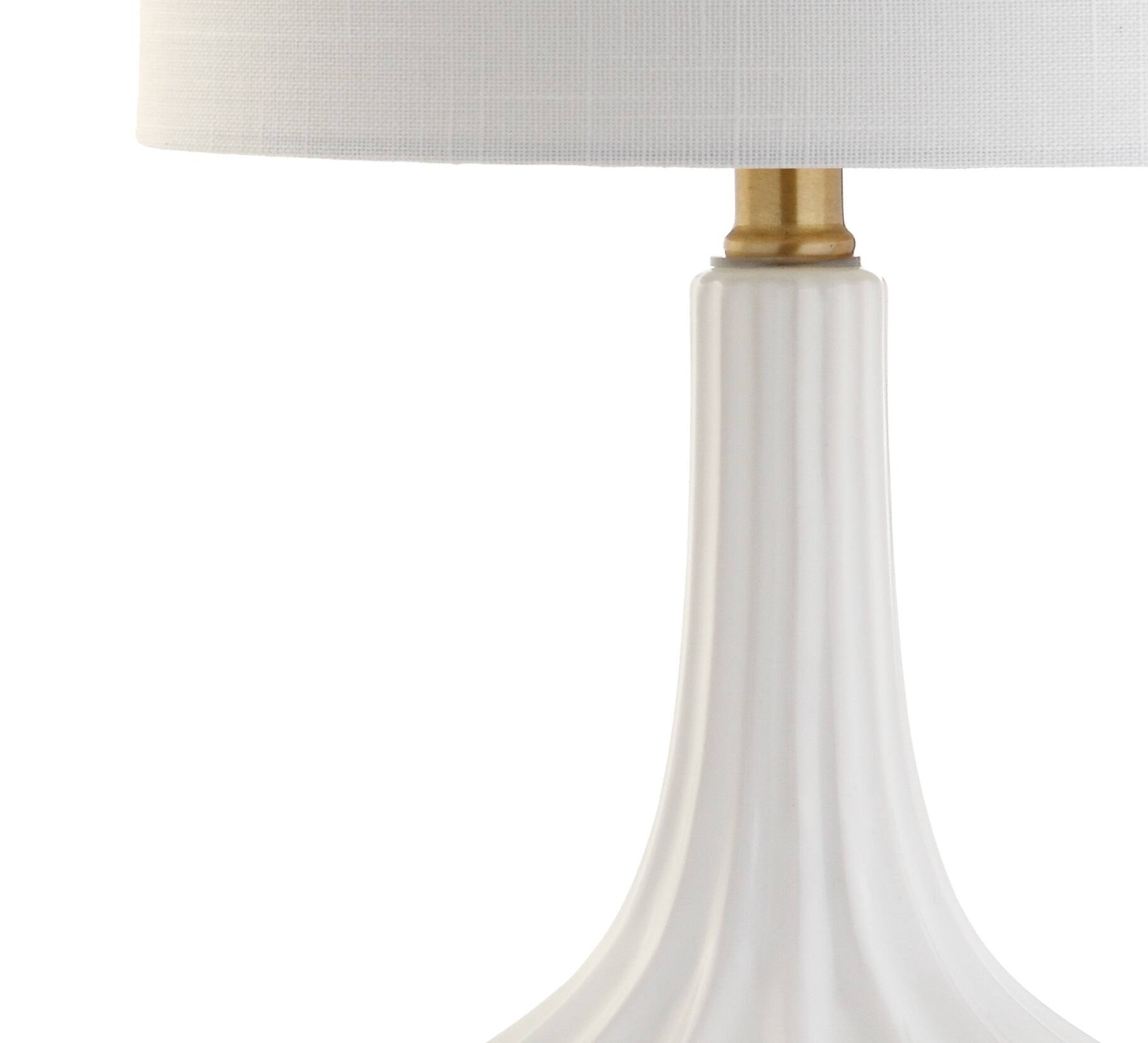 Alt View 6. Jonathan Y - Parker 21.5" Ceramic Mini LED Table Lamp, Brass/White - White.