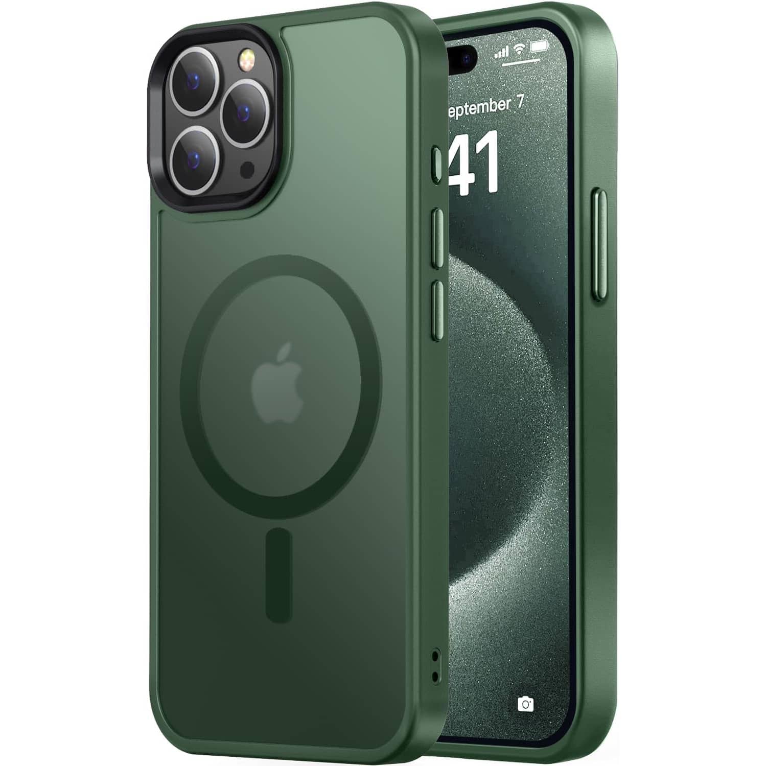 Entronix - [Magnetic] Case Compatible with iPhone 15 Pro - Translucent Frosted Matte - Green