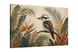 FC Design - Large Canvas 24x36" Botanical Bird Tropical Leaves Kookaburra Art Painting Home Wall Décor - MultiColor