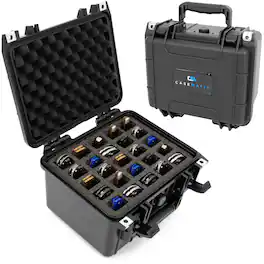 CASEMATIX - 25 Folding Knife Case, Waterproof Pocket Knife Storage Box, Holds Knives 4-5.5" Folded, Lockable Organizer