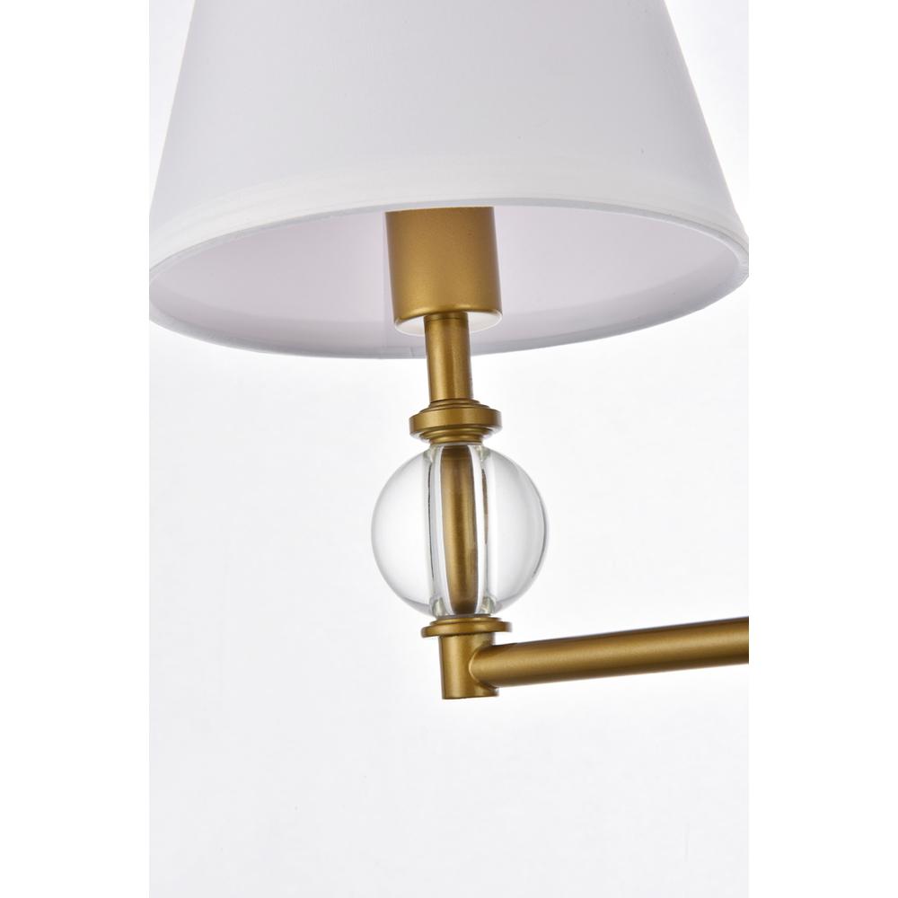 Left. Living District - Bethany 2 lights bath sconce in brass with white fabric shade - Brass And White Fabric Shade.