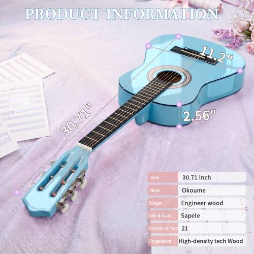 PRODUCT INFORMATION

11.2" 30.71" 2.56"

Size: 30.71 Inch
Neck: Okoume
Bridge: Engineer wood
Side & Back: Sapele
Number of Fret: 21
Fingerboard: High-density tech Wood