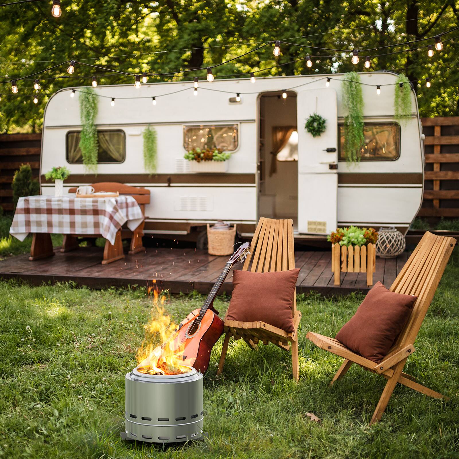 Back. Mondawe - 15" Portable Wood Burning Smokeless Fire Pit.