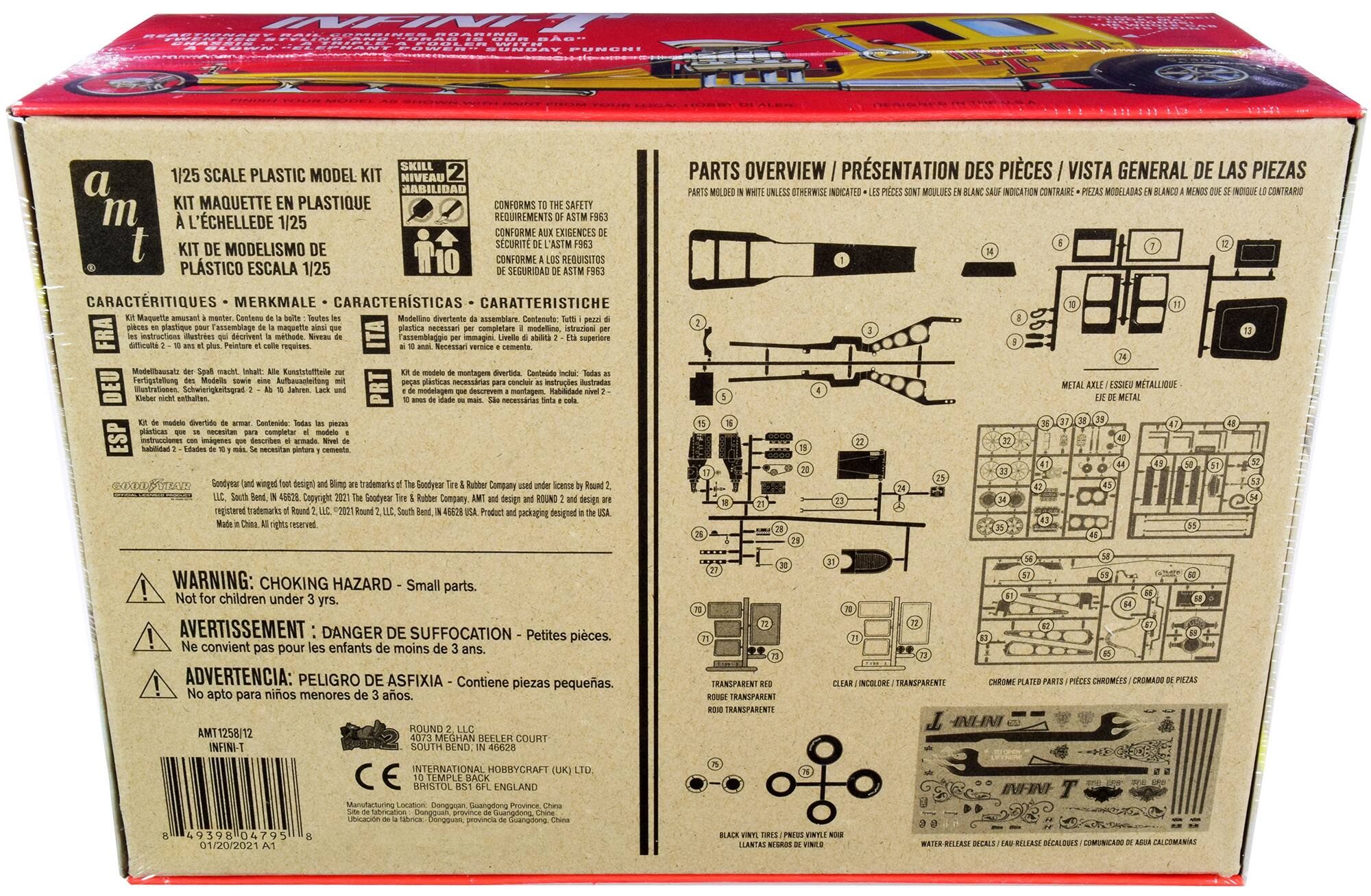 A 1/25 Scale Plastic Model Kit

Skill Level: 2

Conforms to the Safety Requirements of ASTM F963

Parts Overview / Présentation des Pièces / Vista General de las Piezas

Parts Molded in White Unless Otherwise Indicated

Caractéristiques - Merkmaale - Características

Kit Maquette amusant / Modelline divertente / Modelo divertido

Contains: Plastic Parts / Contiene: Tuttie le pezzi di plastica / Contiene: Todas las piezas de plástico

Instructions Illustrated / Instructions illustrées / Istruzioni illustrate

Warning: Choking Hazard - Small parts. Not for children under 3 yrs.

Avertissement: Danger de suffocation - Petites pièces. Ne conviennent pas pour les enfants de moins de 3 ans.

Advertencia: Peligro de asfixia - Contiene piezas pequeñas. No apto para niños menores de 3 años.

Made in China