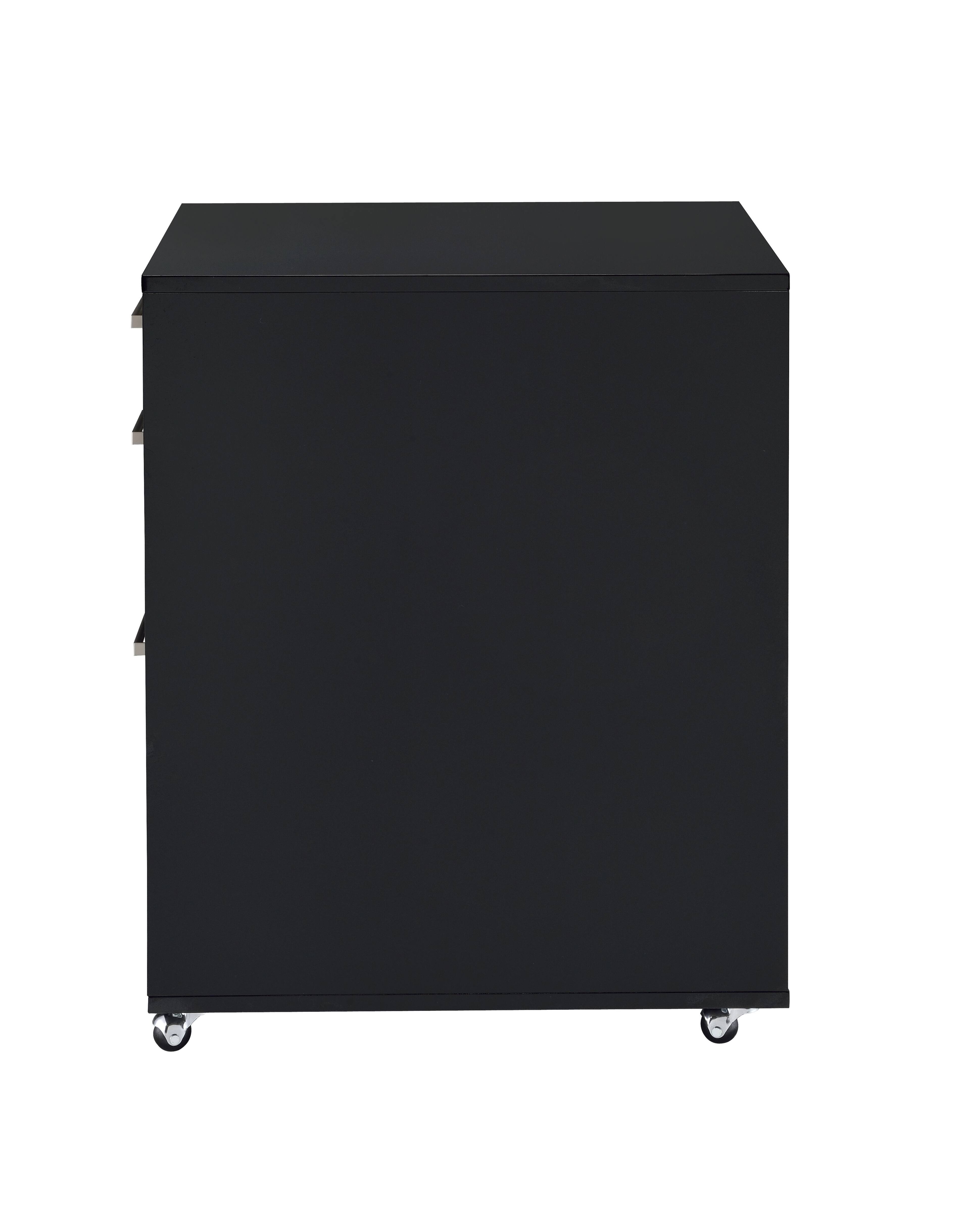 Back. TinyHomie - Coleen Black High Gloss & Chrome Finish Cabinet.