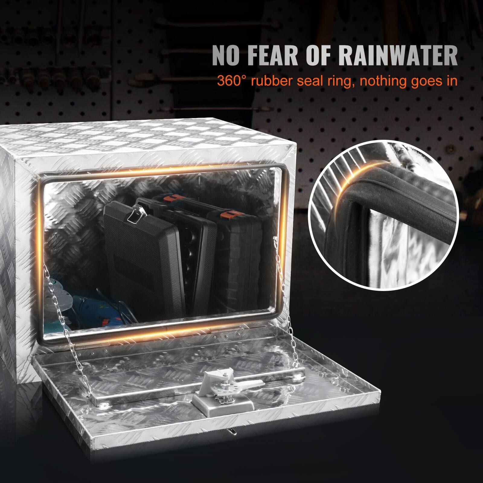 NO FEAR OF RAINWATER
360° rubber seal ring, nothing goes in