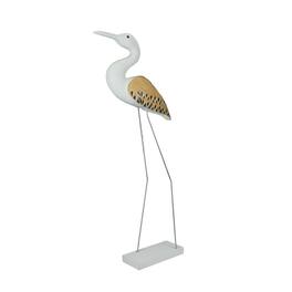 Fancy That - 31 Inch Hand Carved White Painted Wood Bird Statue Home Coastal Decor Sculpture - Brown