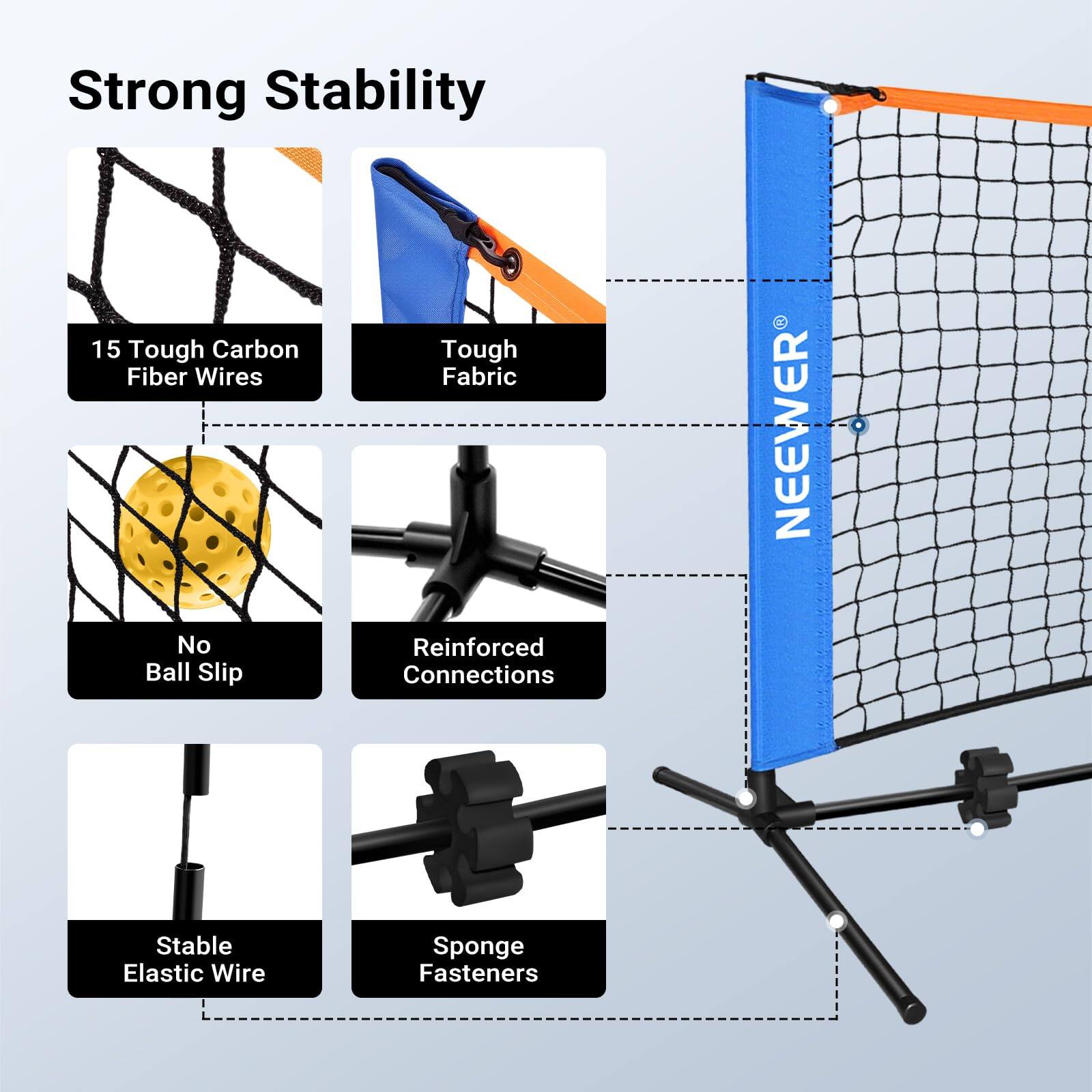 Strong Stability  
15 Tough Carbon Fiber Wires  
Tough Fabric  
No Ball Slip  
Reinforced Connections  
Stable Elastic Wire  
Sponge Fasteners