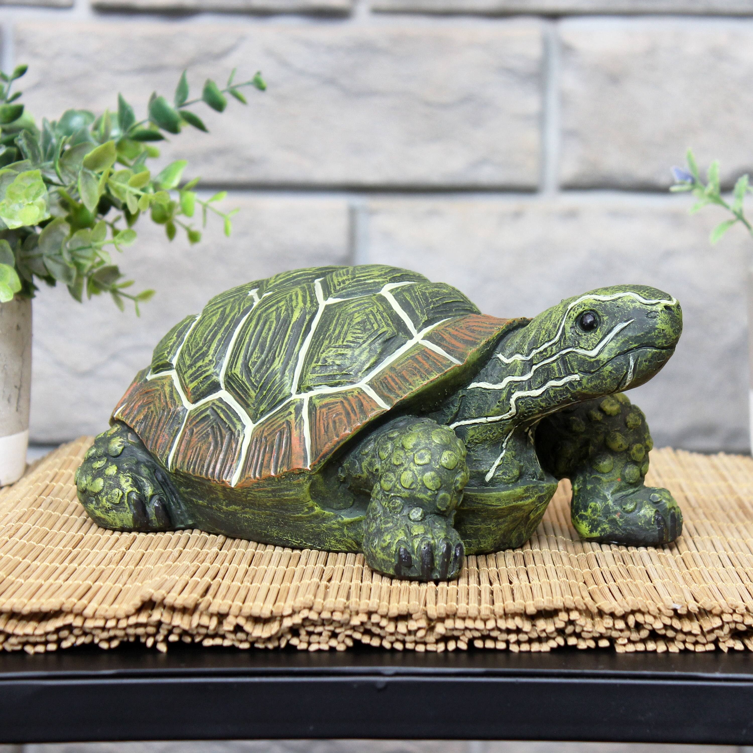 Alt View 4. Sunnydaze - Terrance the Tortoise Indoor and Outdoor Statue - 9 in - Set of 2 - Green.