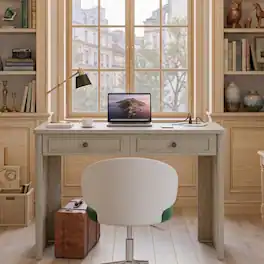 Bestier - 40 Inch Office Desk with Power Outlet Charging Station 2 Drawers Small Computer Writing Table - Sunlit Oak