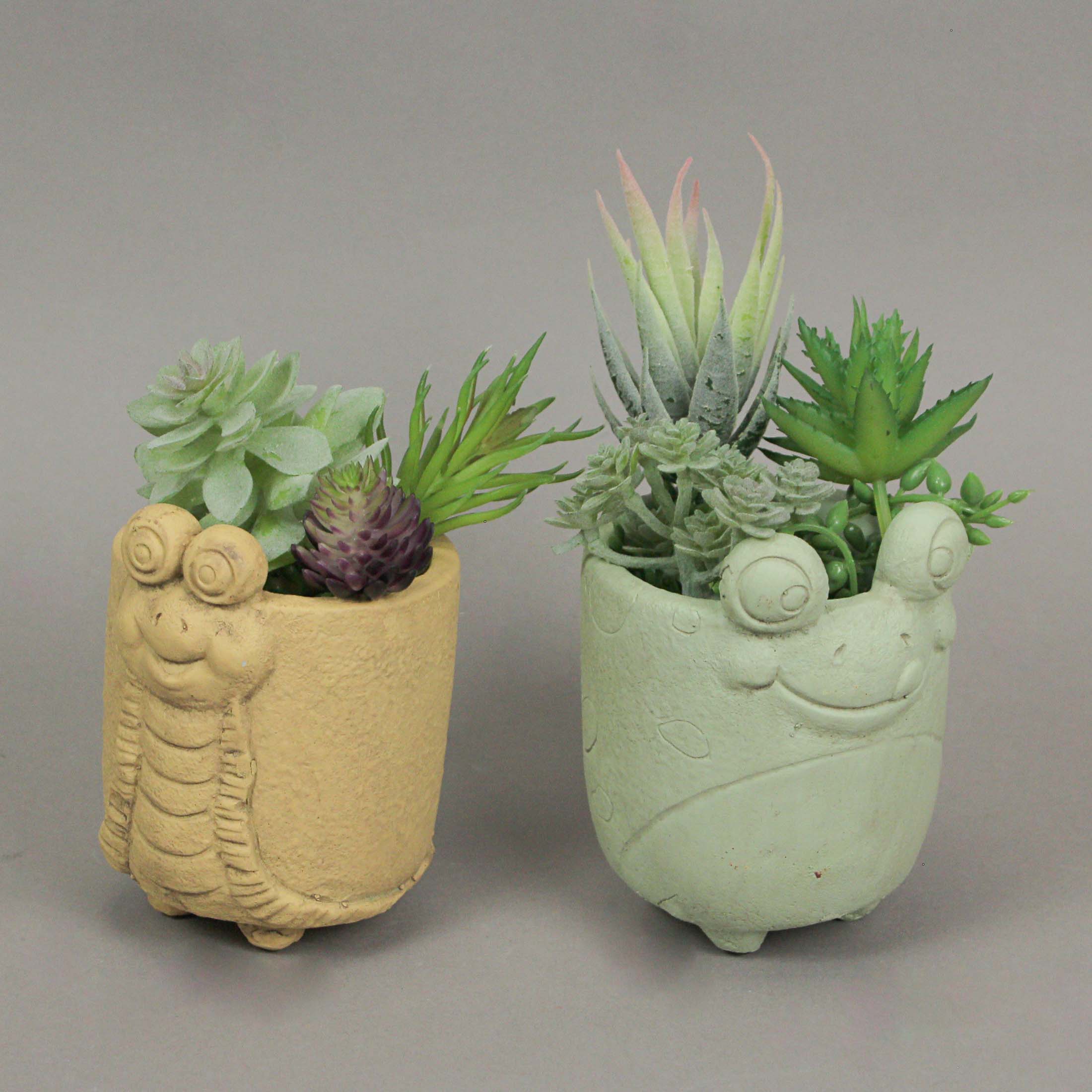 Alt View 1. Special T Imports - Set of 2 Snail & Frog Resin Planters Indoor Outdoor Cute Succulent Flower Pots - Multicolored.