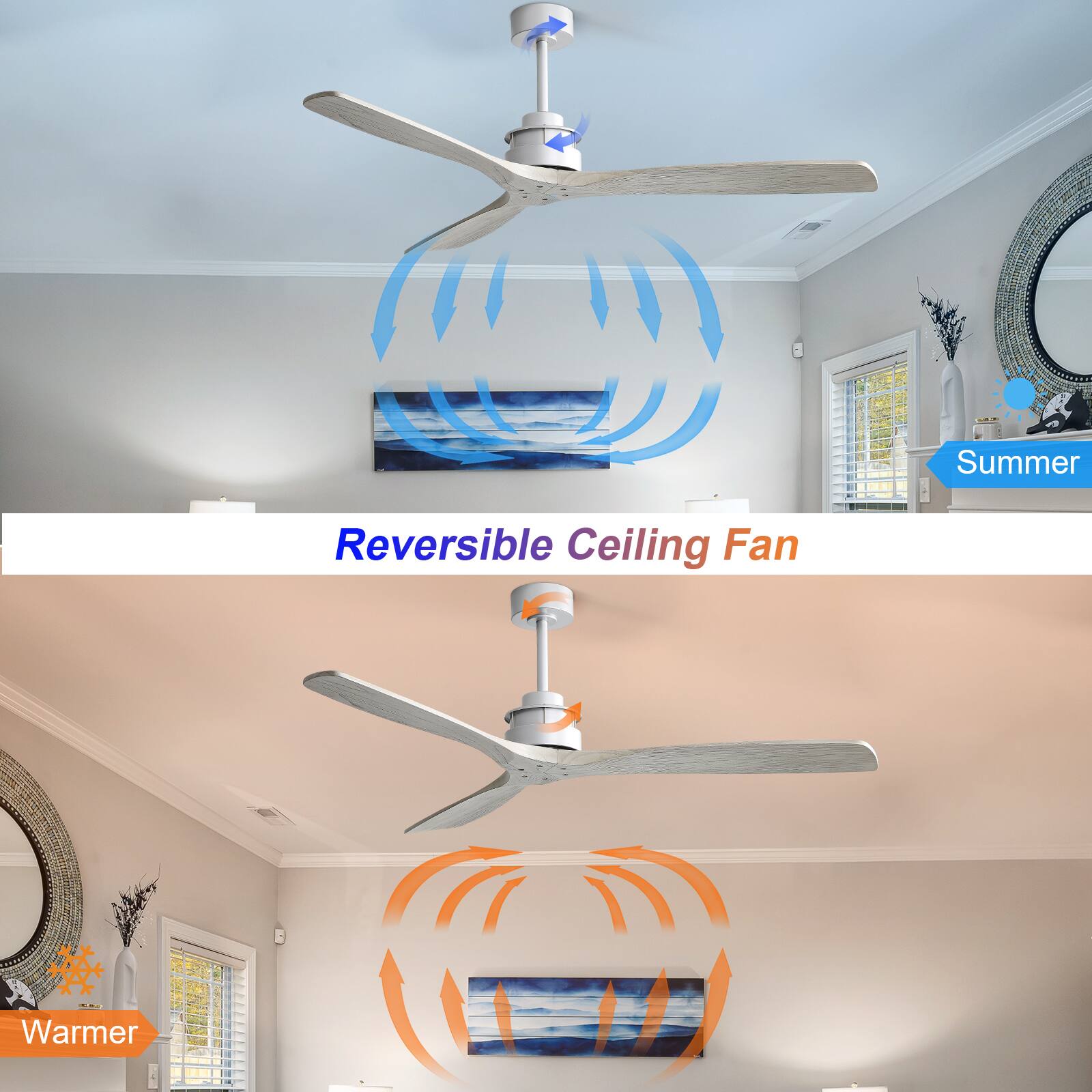 Reversible Ceiling Fan

Summer

Warmer