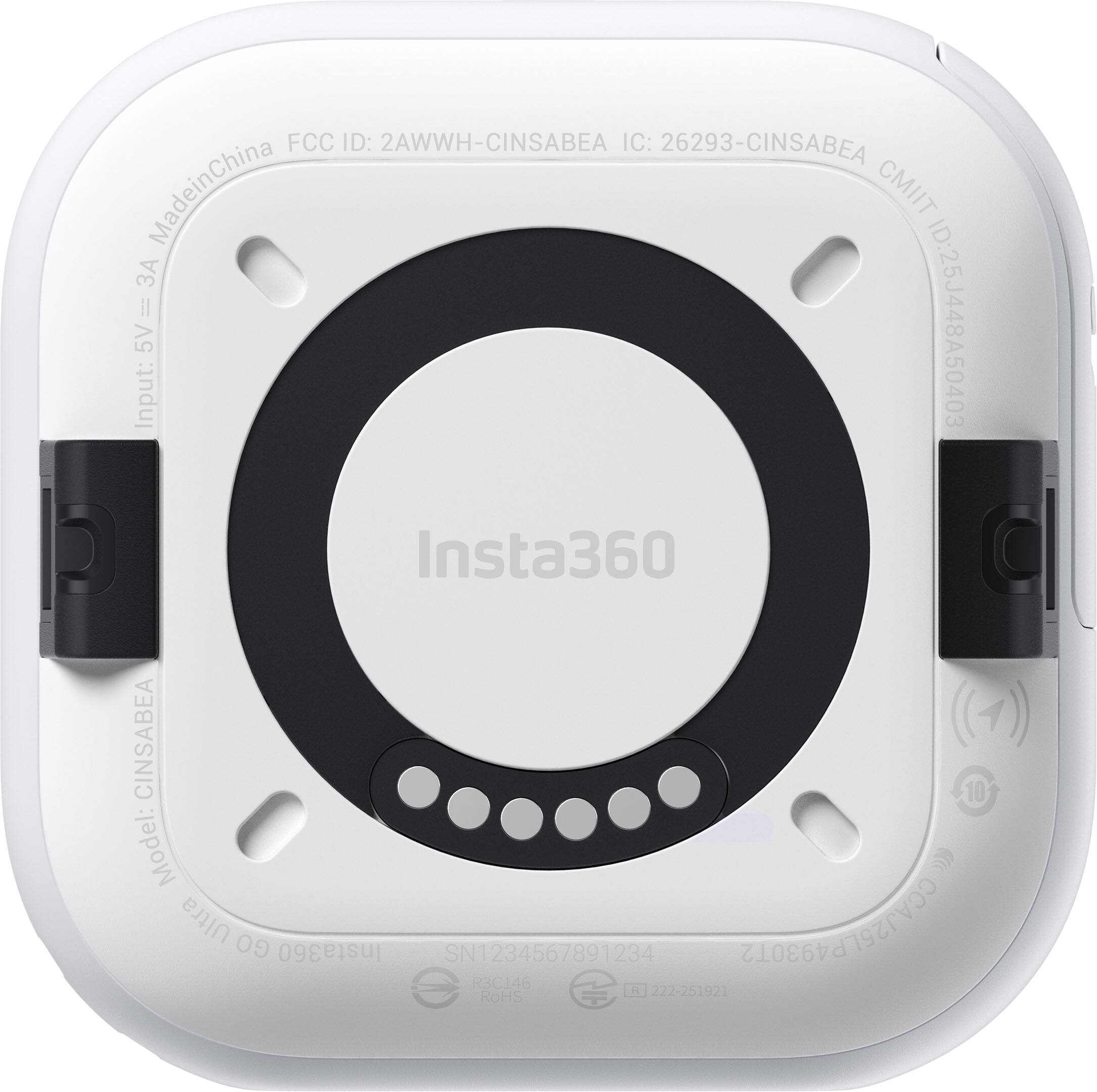 - FCC ID: 2AWWH-CINSABEA
- IC: 26293-CINSABEA
- Made in China
- CMIIT ID: 25J448A50403
- Input: 5V=3A
- Model: CINSABEA
- SN: 1234567891234
- R3C146
- 222-251921
- RoHS
- Insta360
- Ultra GO
- Clog6ya1szryoom
- 67891234
- 222-251921