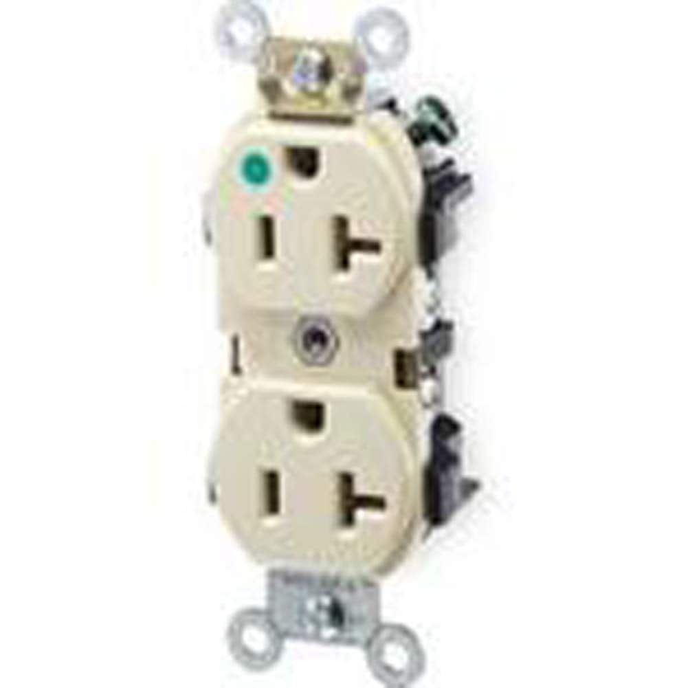Amber Sporting Goods - Leviton 20-Amp Duplex Hospital Grade Receptacle, 8300-HI - Ivory