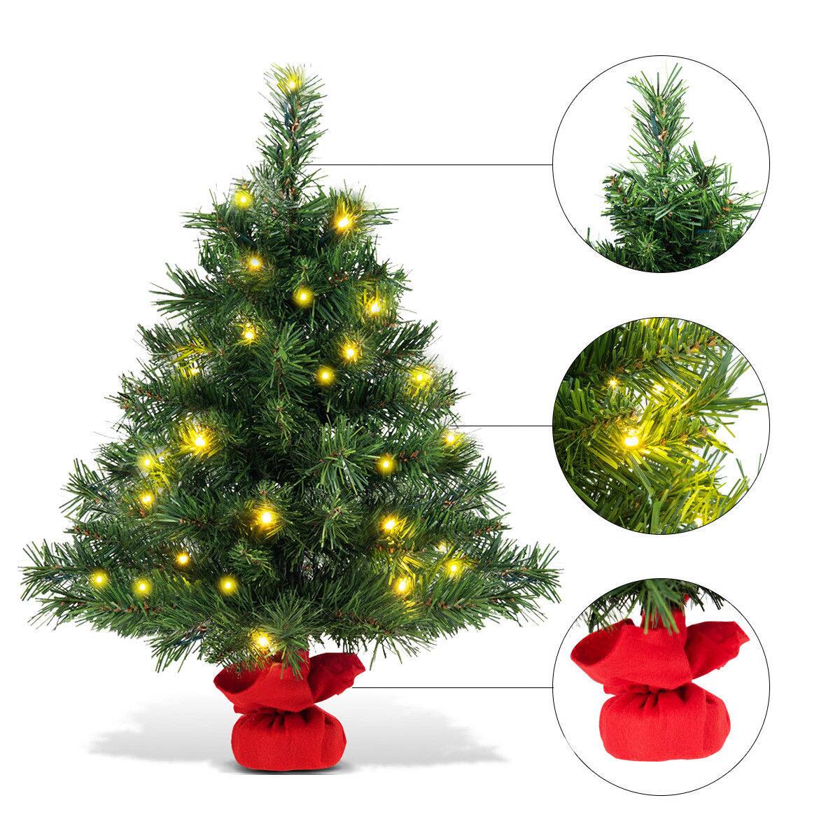 Alt View 4. Costway - Costway 2 FT Pre-Lit Tabletop Fir Artifical Christmas Tree Led Lights - Green.