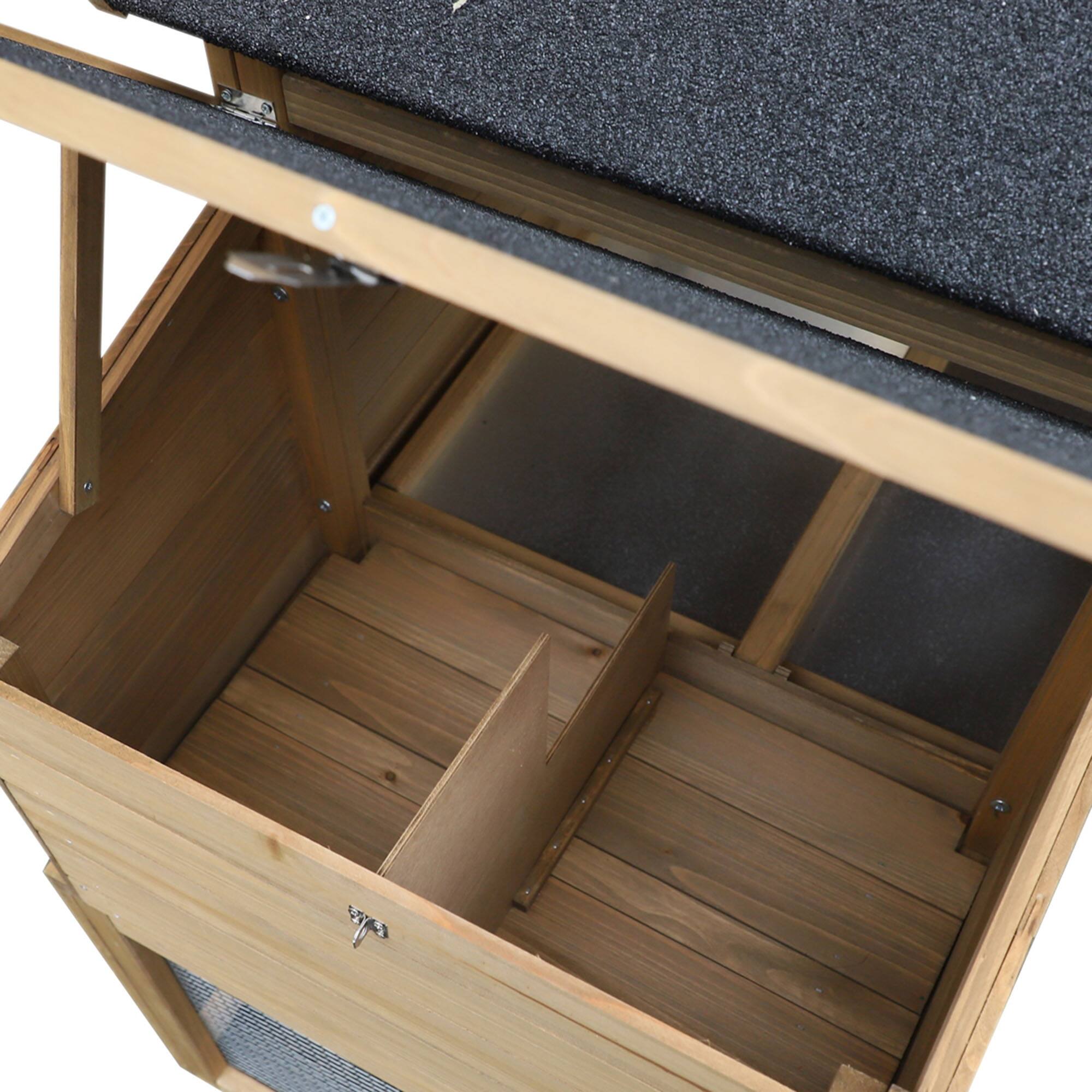 Alt View 8. Pawhut - 69" Wooden Chicken Coop, Poultry Cage Hen House with Connecting Ramp, Tray - Natural Wood.