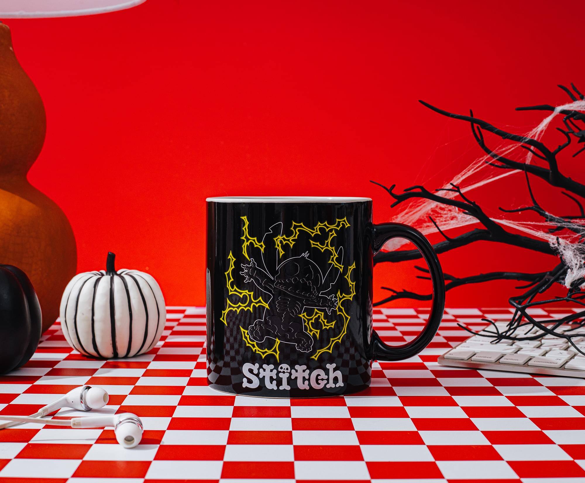 Alt View 4. Silver Buffalo - Disney Lilo & Stitch Skeleton Glow-In-The-Dark Ceramic Mug | Holds 20 Ounces - Black.