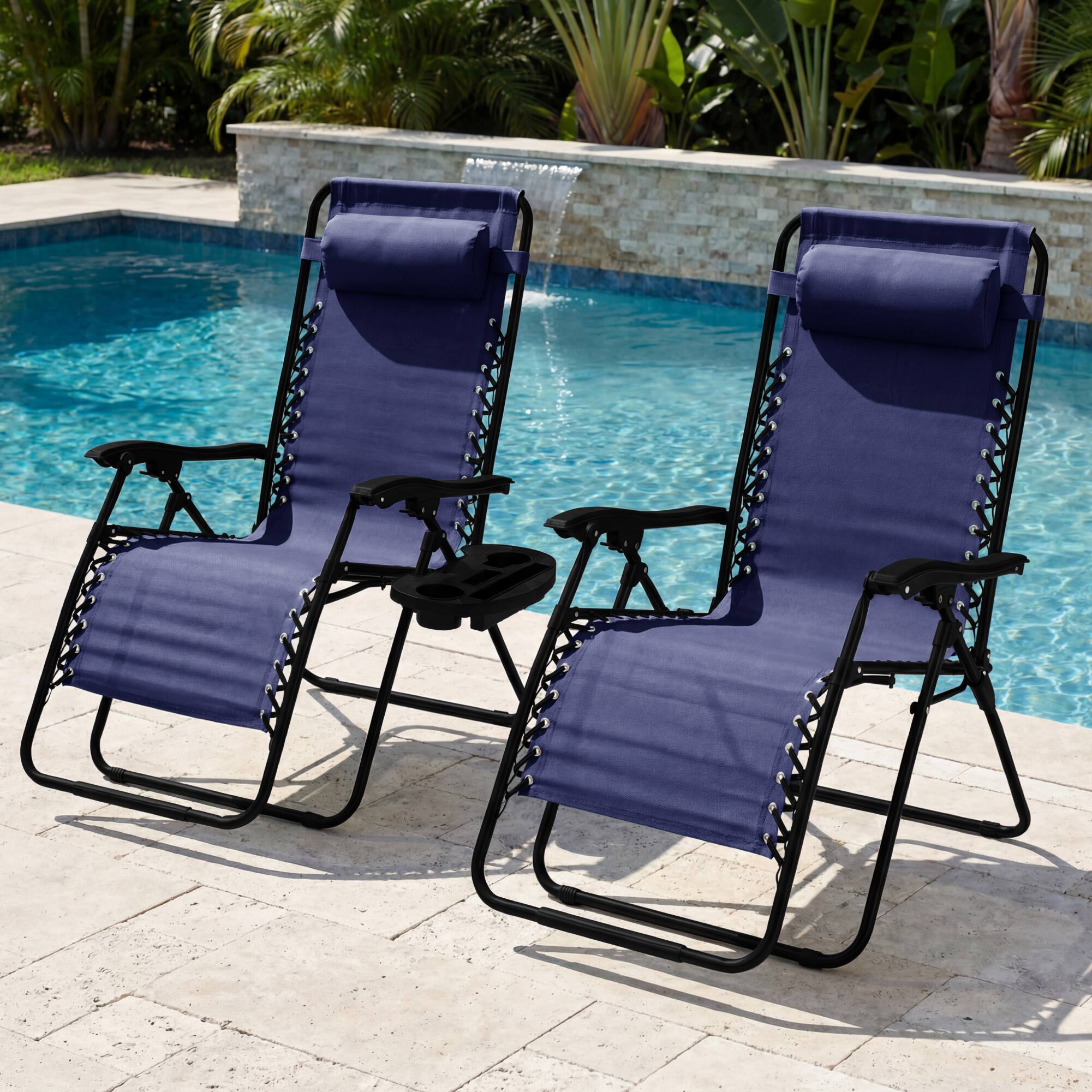 Alt View 3. Best Choice Products - Best Choice Products Set of 2 Extra Wide Zero Gravity Lounge Chair Recliners w/ Cup Holder - Navy - Navy.