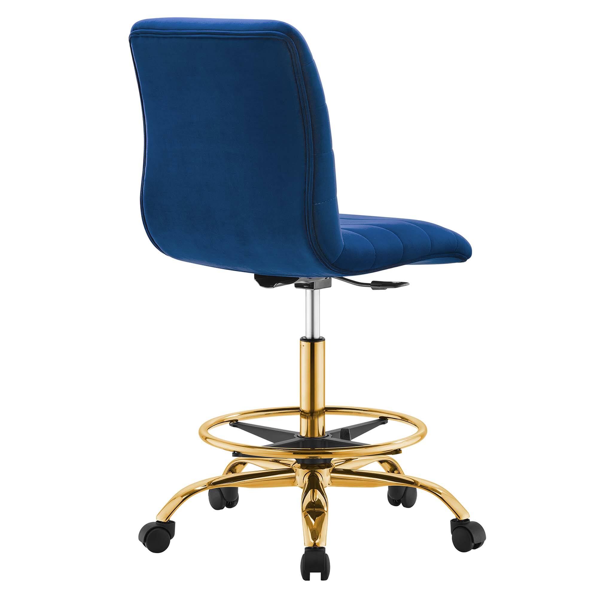 Back. Modway - Ripple Armless Performance Velvet Drafting Chair by Modway - Blue.