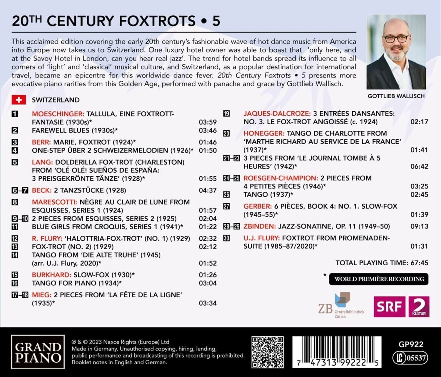 Gottlieb Wallisch 20th Century Foxtrots, Vol. 5 Switzerland COMPACT ...