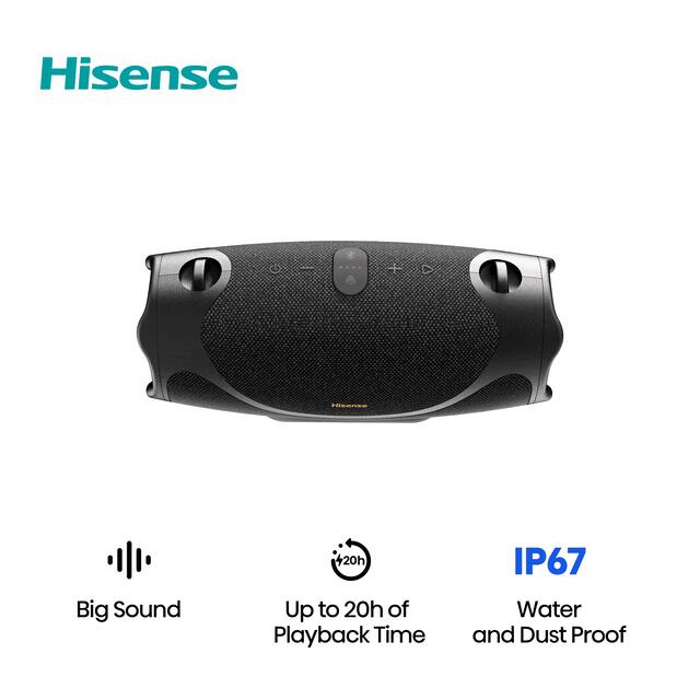 Hisense - Bluetooth Speaker FlexBoom, Up to 20-Hour Playtime, Hands-Free Calling, IP67, Auracast – - Black