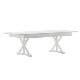 Flash Furniture - HERCULES 8' x 40" Rectangular Antique Rustic Solid Pine Folding Farm Table with X Legs - White
