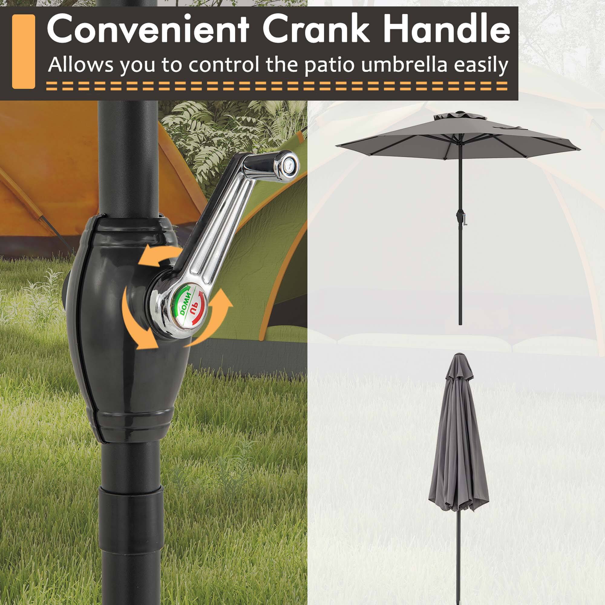 Convenient Crank Handle
Allows you to control the patio umbrella easily