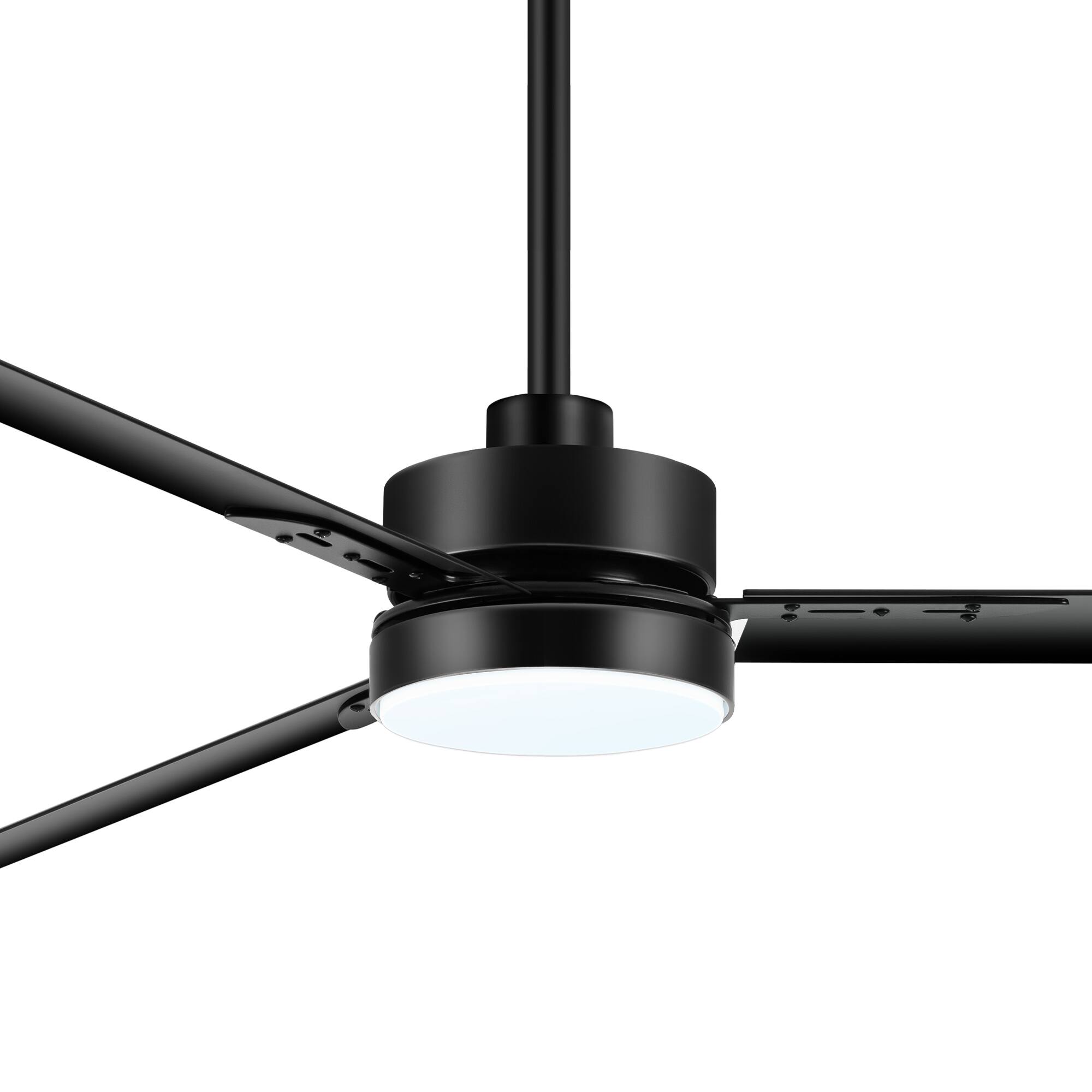 Left. Breezary - 65'' Ceiling Fan with 3 Aluminum Blades, 3-Color Light, 6-Speed DC Motor, Remote Control with Timer & Memory - Matte Black.