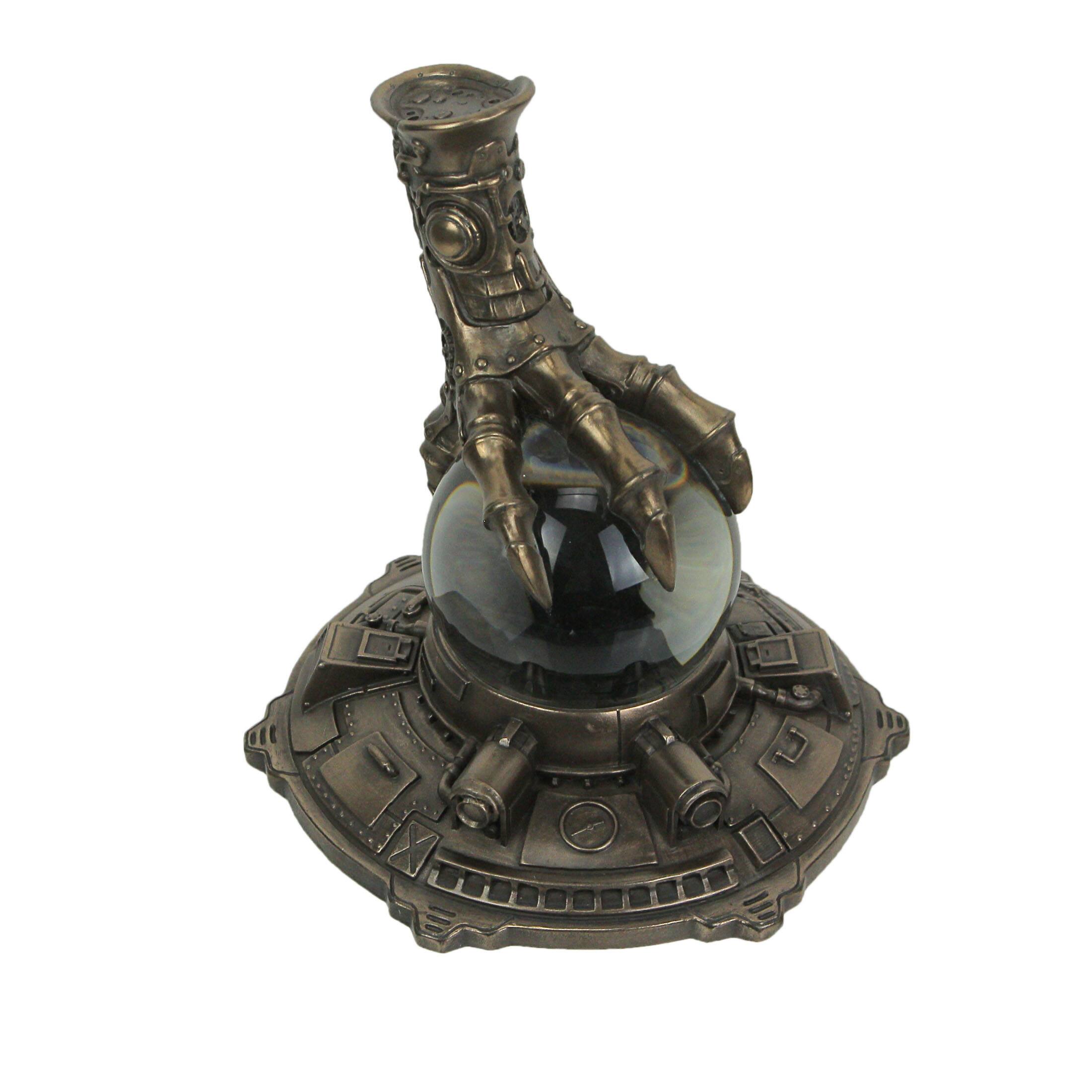 Veronese Design - Resin Steampunk Dragon Claw Crystal Ball Statue Decorative Glass Orb Art - Bronze