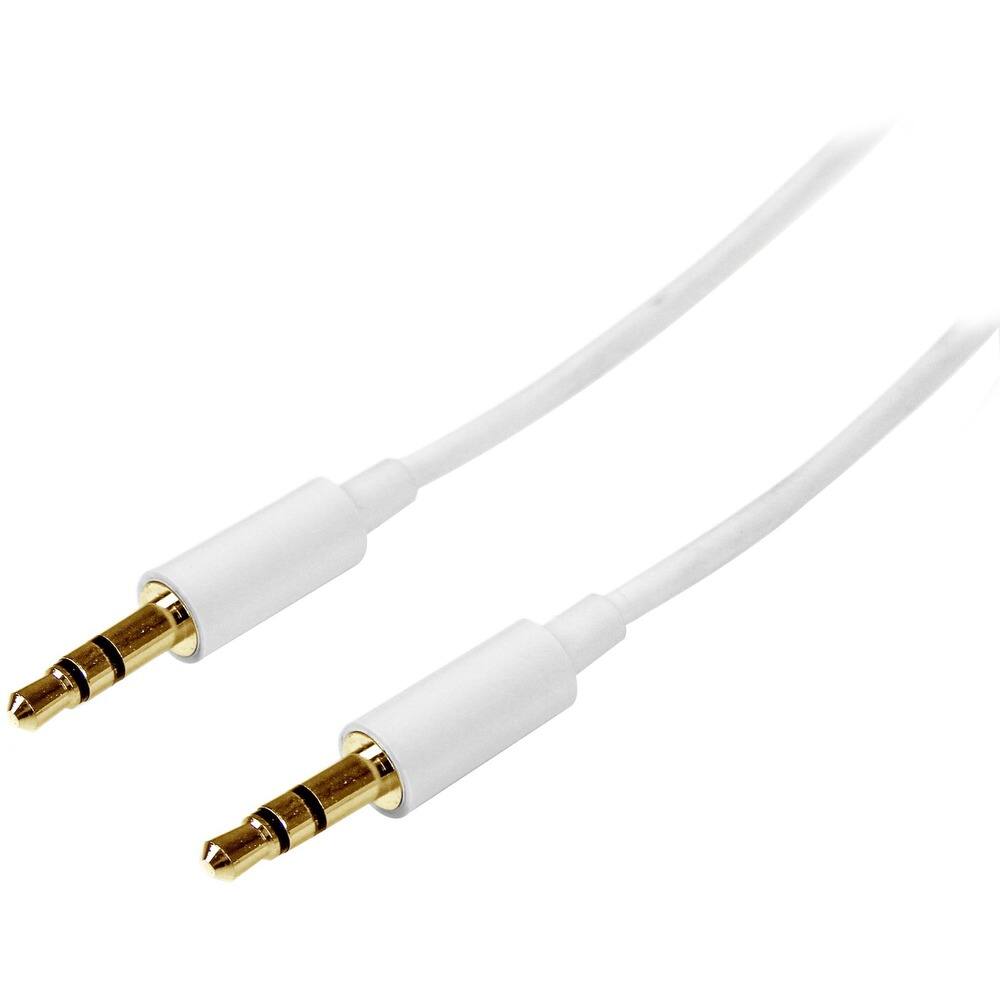 Front. StarTech.com - 2m White Slim 3.5mm Stereo Audio Cable - Male to Male.