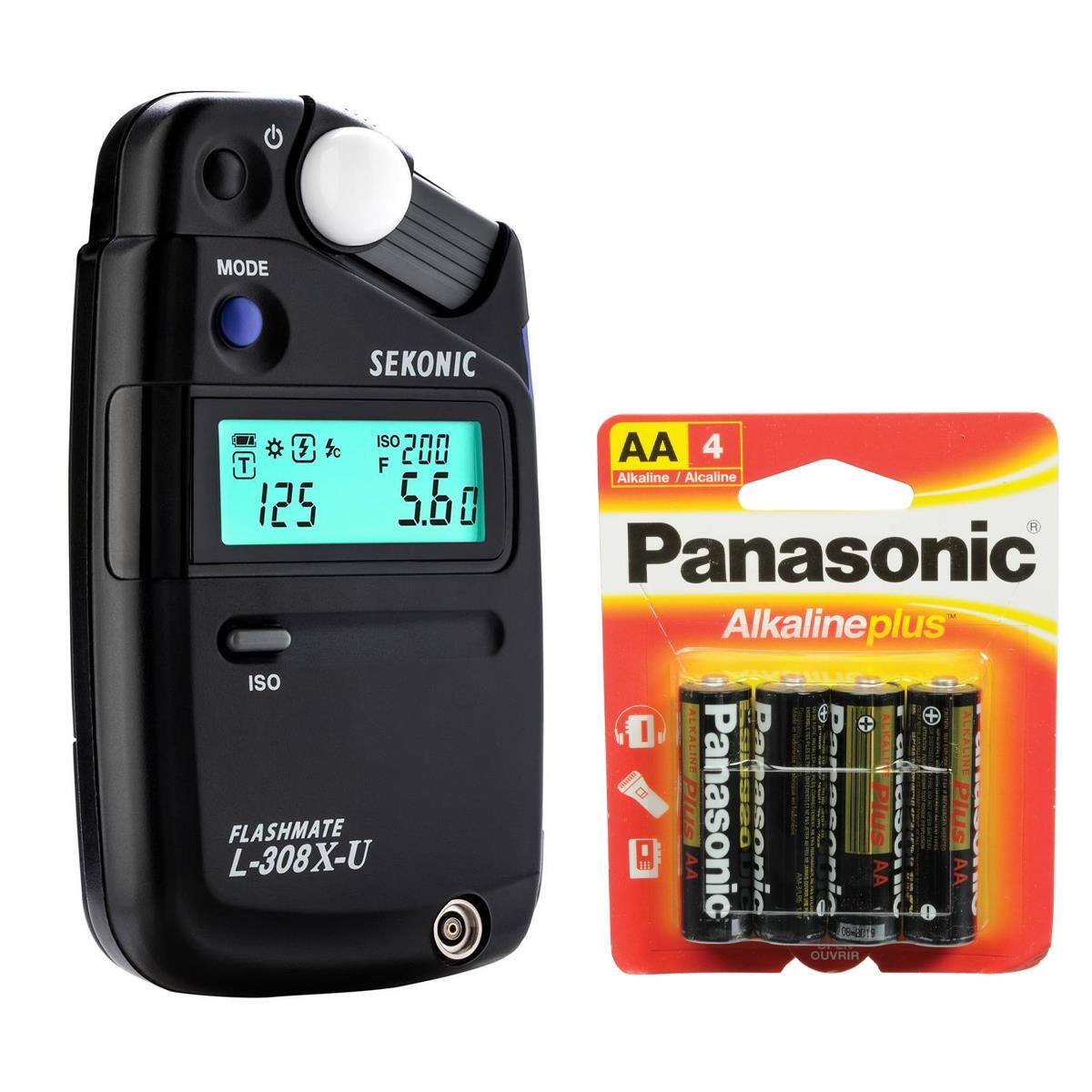 MODE SEKONIC - ISO * 5 fC 200 T F 125 5.6 + ISO FLASHMATE L-308X-U AA 4 Alkaline / Alcaline 1 Panasonic Alkalineplus : MERALINE ALKAR ALKALINE   REKALINEPUIS PUS Panasonic Dabasonic Dehsconir Plus ncoUe Plus AA AA AA D OUVRIR